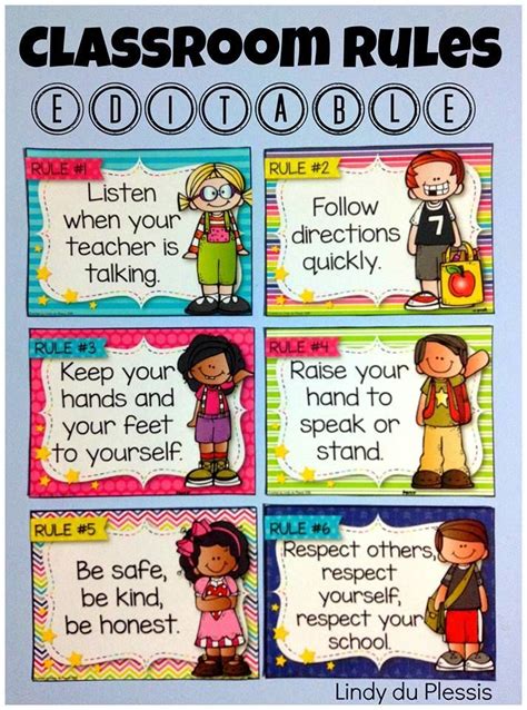 the six main rules for any pre elementary classroom classroom rules poster preschool