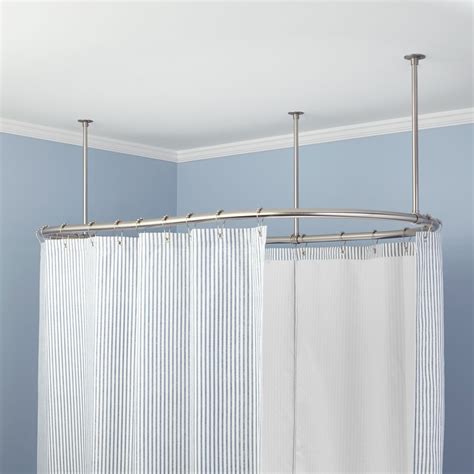 Oval Solid Brass Shower Curtain Rod Clawfoot Tub Shower Curtain