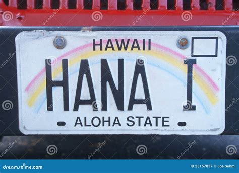 License Plate in Hawaii editorial photography. Image of freeway - 23167837