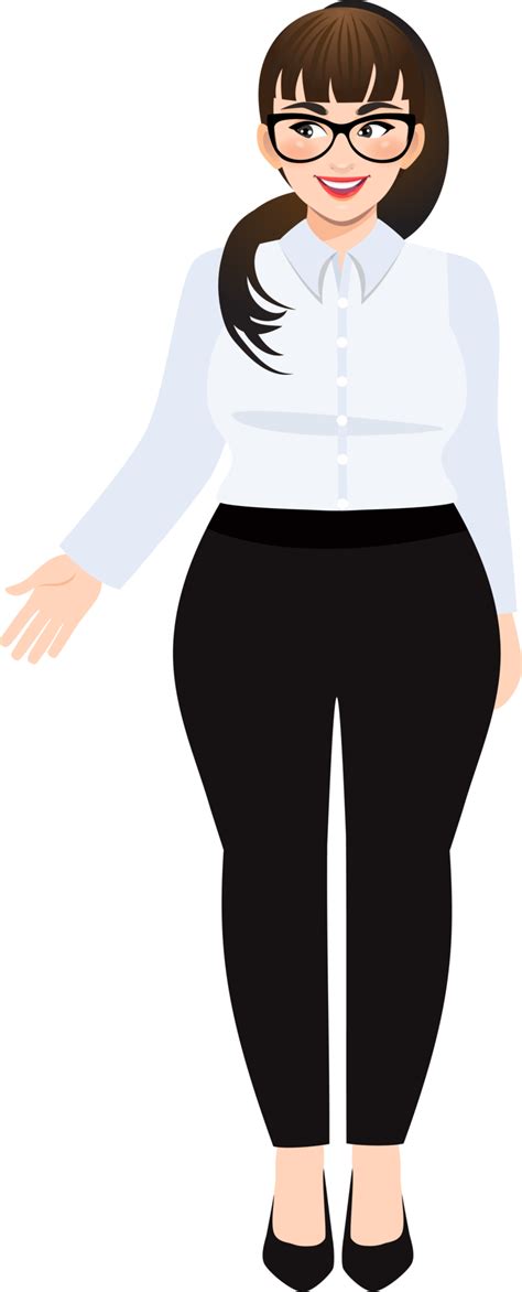 plus size businesswoman cartoon character or beautiful business woman in office style white