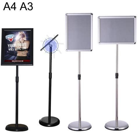 Adjustable Stainless Steel Sign Holder Poster Floor Stand Swive