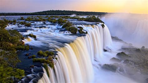 Iguazu Falls In Argentina And Brazil Natural Landscape Hd Wallpaper