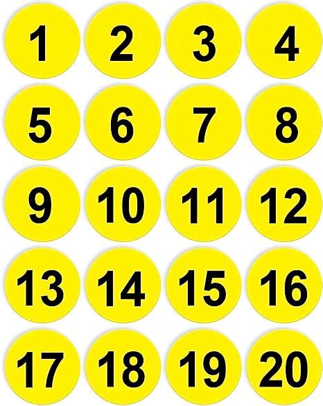 Dealzepic Number Stickers 2 Inch Yellow 1 To 20 Round