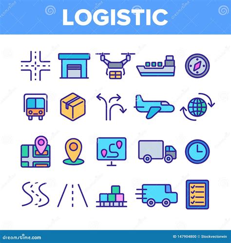 Global Logistic Department Linear Vector Icons Set Stock Vector