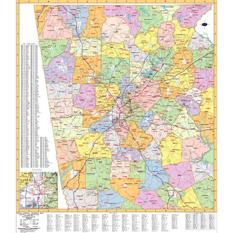 Atlanta Georgia Wall Maps And Zip Code Maps Aero Surveys Of Georgia