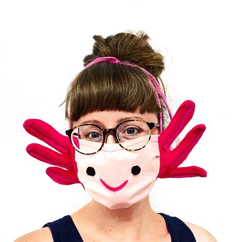 Pink Axolotl Fabric Mask Small Or Child Costume Mask Etsy