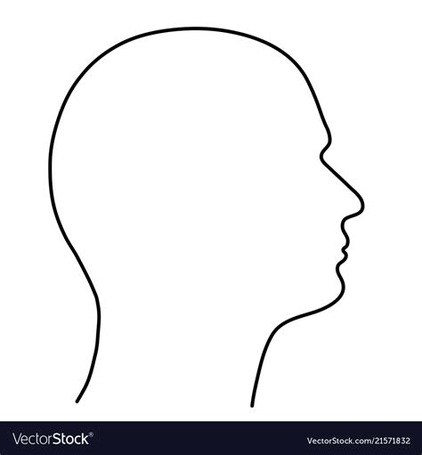 Human Head Of A Man The Outline Of Black Lines Vector Image