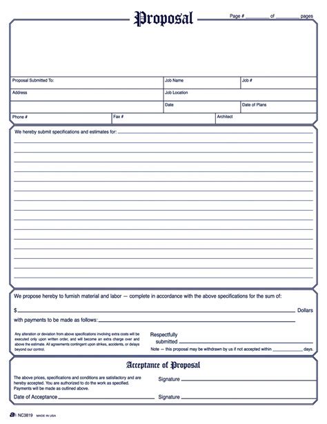 Free Printable Proposal Forms