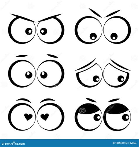 Cartoon Eyes With Different Emotions Vector Illustration Stock