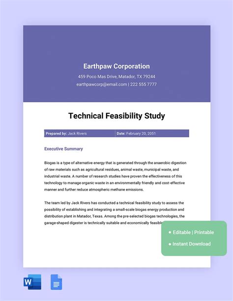 Feasibility Study Template 34 Free Business Legal Templates Printable