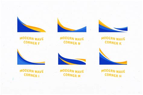 Modern Wave Corner Elements Set Design Templates Peterdraw Studio