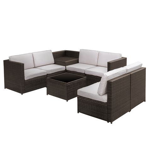 Poltrona da esterno twiga in rattan intrecciato unico nella sua forma, avvolgente e comoda, per godervi i vostri momenti di relax all'aperto. Outsunny Set mobili da Esterno Divano Componibile 8 pezzi ...