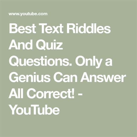 Best Text Riddles And Quiz Questions Only A Genius Can Answer All