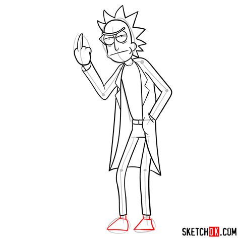 How To Draw Rick Showing His Middle Finger Sketchok