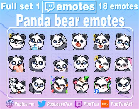 18x Cute Panda Bear Emotes Pack Pour Twitch Et Discord Etsy France