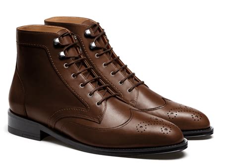Wingtip Dress Boots Brown Italian Calf Leather
