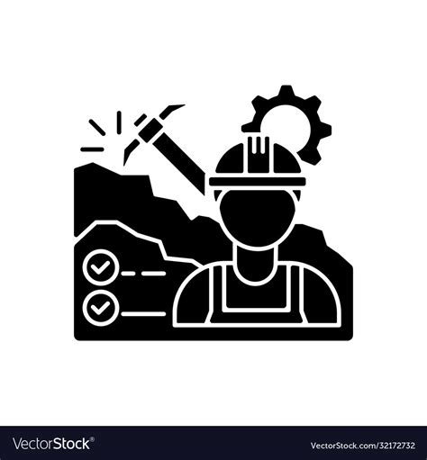 Mining Engineer Black Glyph Icon Royalty Free Vector Image