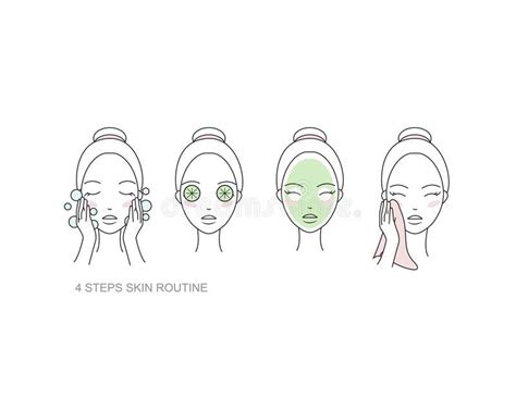Woman Skincare Routine Icon Collection Steps How To Apply Face Make Up