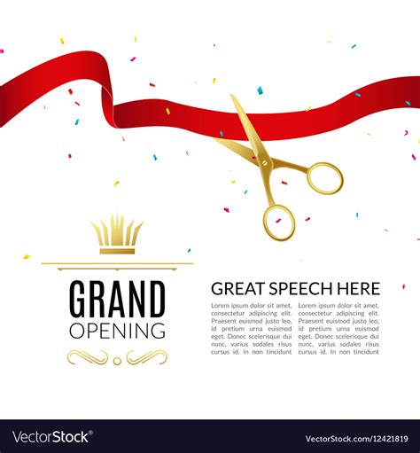 Grand Opening Design Template With Ribbon Vector Image