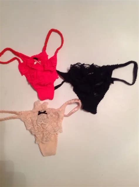VICTORIAS SECRET VERY Sexy Thong Panty Ruffles Beige Red Black NWT 16