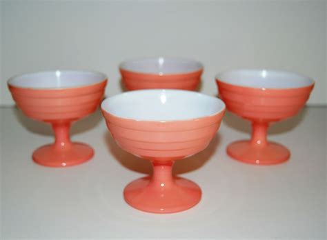 Hazel Atlas Glass Moderntone Pink Platonite Sherbets Set Of