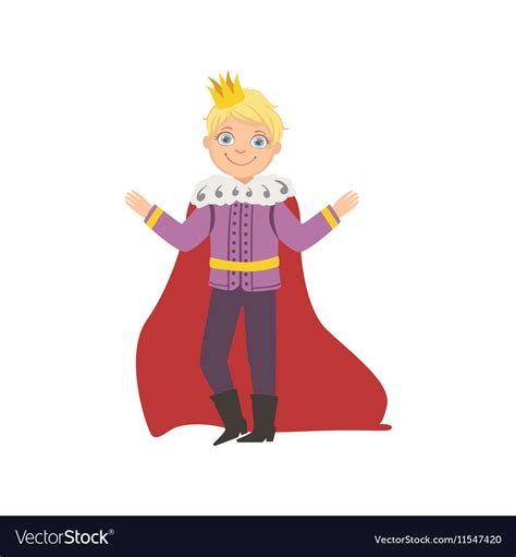 Little Boy In Mantle Dressed As Fairy Tale Prince Vector Image