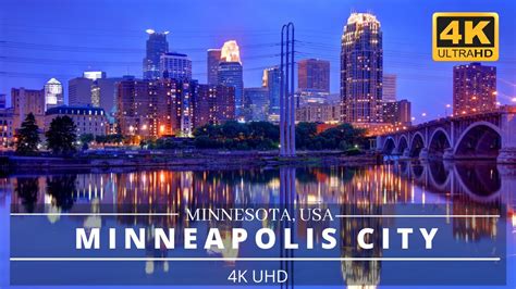 Minneapolis Minnesota Usa At Night 4k Drone Footage Youtube