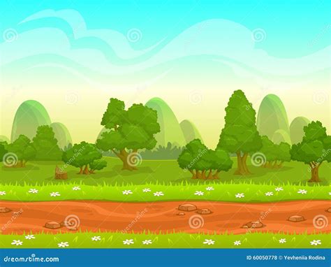 Cute Cartoon Seamless Landscape Stock Illustration Illustration Of