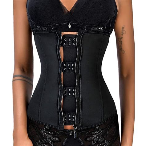 ilfioreemio women latex underbust waist training corsets cincher zipandhook hourglass body