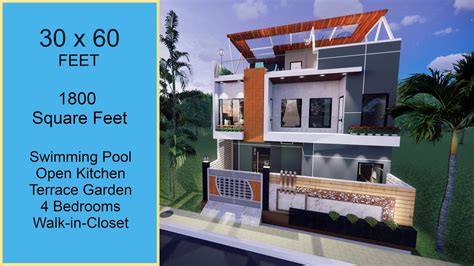 30x60 Feet 1800 Sqft House Design With Swimming Pool And Luxury