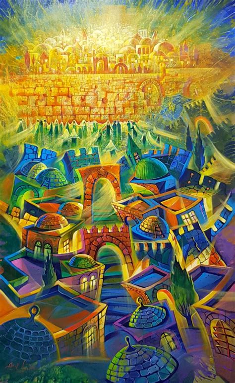 Abstract Jerusalem Painting Earthly Jerusalem Meets Heavenly Jerusalem