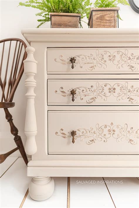 How To Apply Stencil Texture To Painted Furniture Salvaged