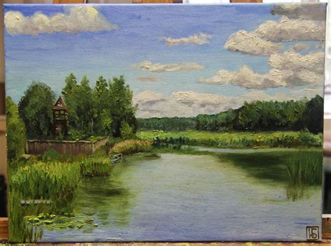 Oil Painting On Canvas Landscape 19century Lake Etsy