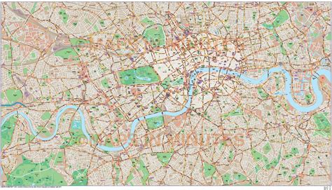 Map of london city, the capital of england and the uk and one of the most visited cities of the world. London Large Base map @10,000 scale in Illustrator CS format