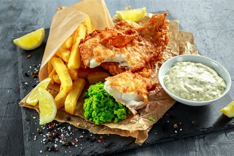 Arctic Royal Battered Cod With Homemade Chips Tartar Sauce And Mushy