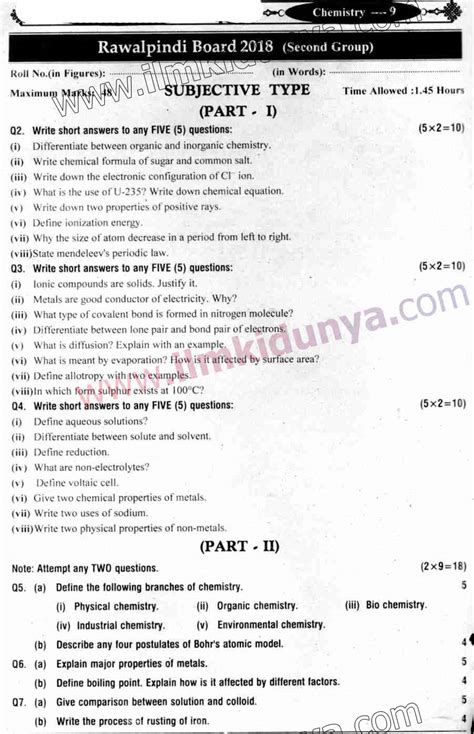Past papers and up to date papers of lahore board, punjab university and all the educational boards and universities of pakistan are available here. Past Papers 2018 Rawalpindi Board 9th Class Chemistry ...