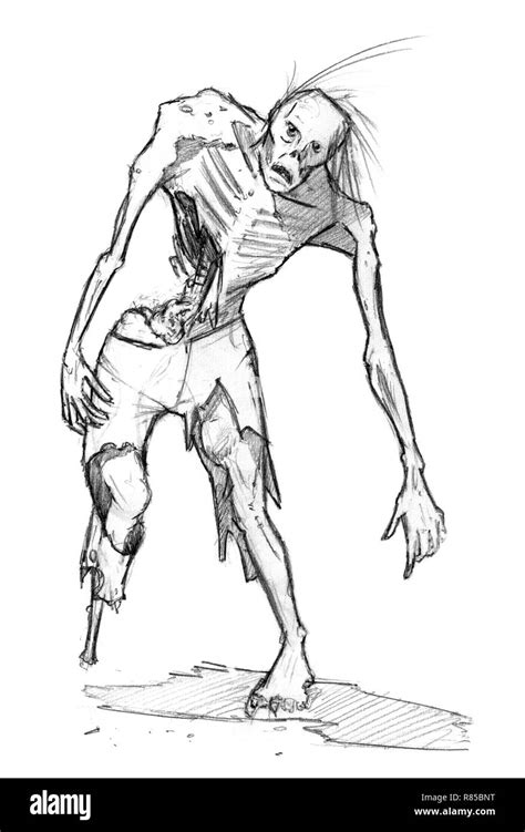 Black Grunge Rough Pencil Sketch Of Zombie Stock Photo Alamy