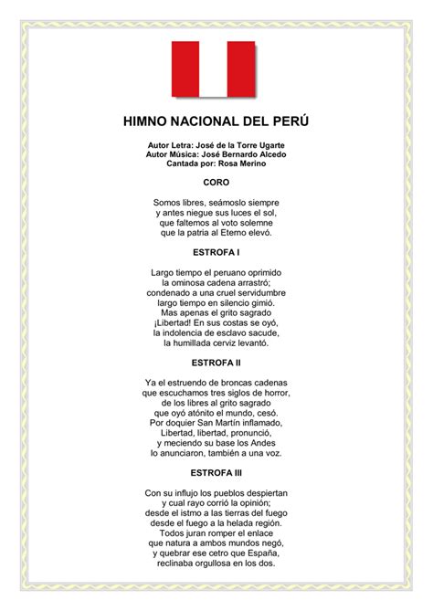 Himno Del Peru Para Colorear Himno Nacional Del PerÚ