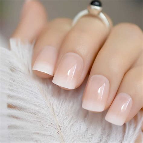 24pcs Classical Light Pink French Nail Pointed Simple Designed Square