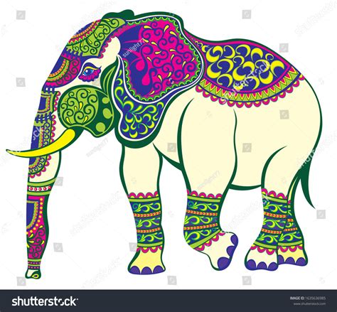 Indian Elephant Decorated Traditional Style Vector Stock Vector