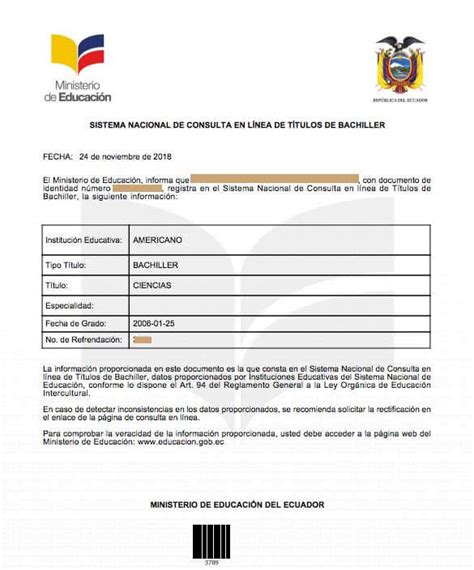 Descargar Certificado De Título De Bachiller Ecuador 2023