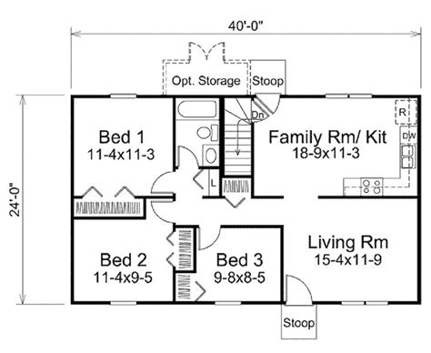 Ranch Style House Plan 3 Beds 1 Baths 960 Sqft Plan 57 465 Ranch