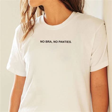 Blwhsa No Bra No Panties Printing T Shirts Women Summer Fashion Short Sleeve Cotton Slogan T