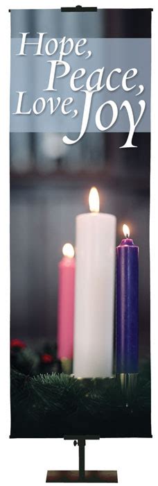Hope Peace Love Joy Candle Banner Advent Candles Church Banners