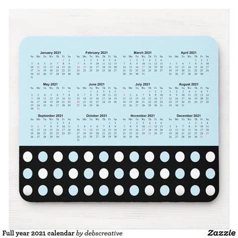 Full Year 2021 Calendar Mouse Pad Custom Mouse Pads 2021 Calendar