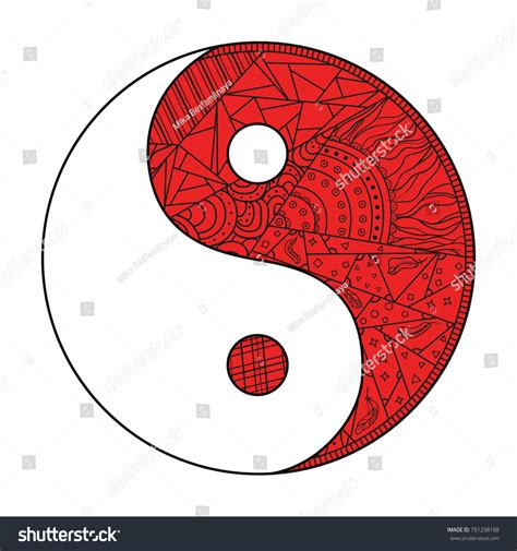 Yin Yang Religion Symbol Zentangle Hand 스톡 벡터로열티 프리 751298188