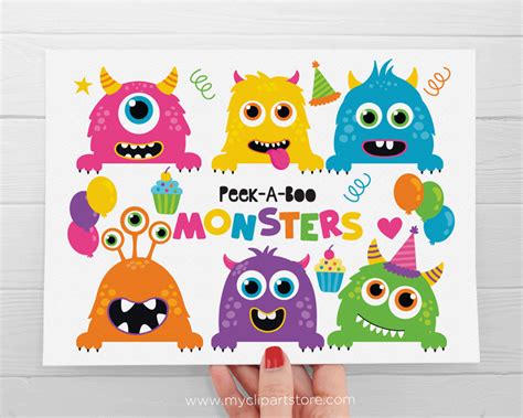 Peek A Boo Monster Clipart Premium Design By Myclipartstore