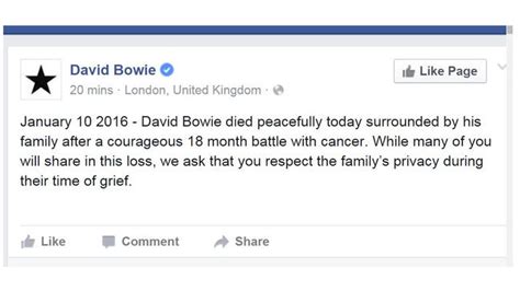 Using the right funeral announcement wording is crucial for ensuring that all of the details are effectively communicated to the right people. David Bowie dead at 69: Singer, songwriter loses cancer battle