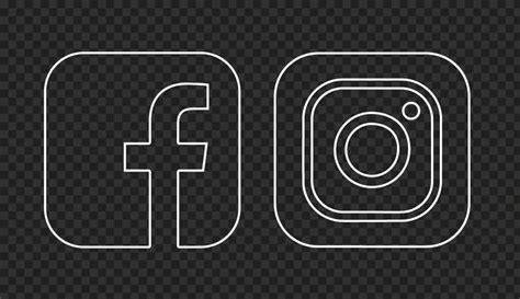 Hd White Outline Facebook Instagram Icons Png Citypng