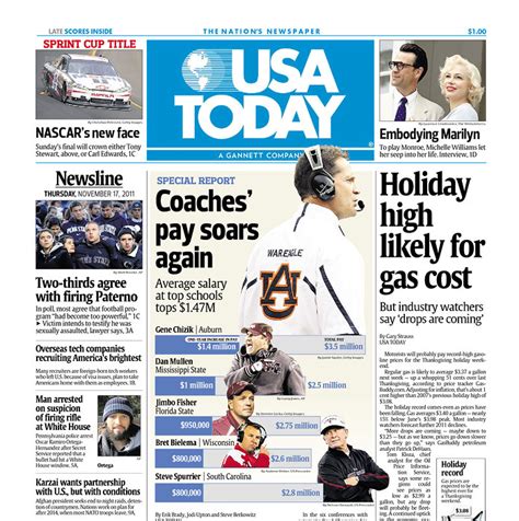 Moon send date in usa today feedback. Gene Chizik on the cover of USA Today